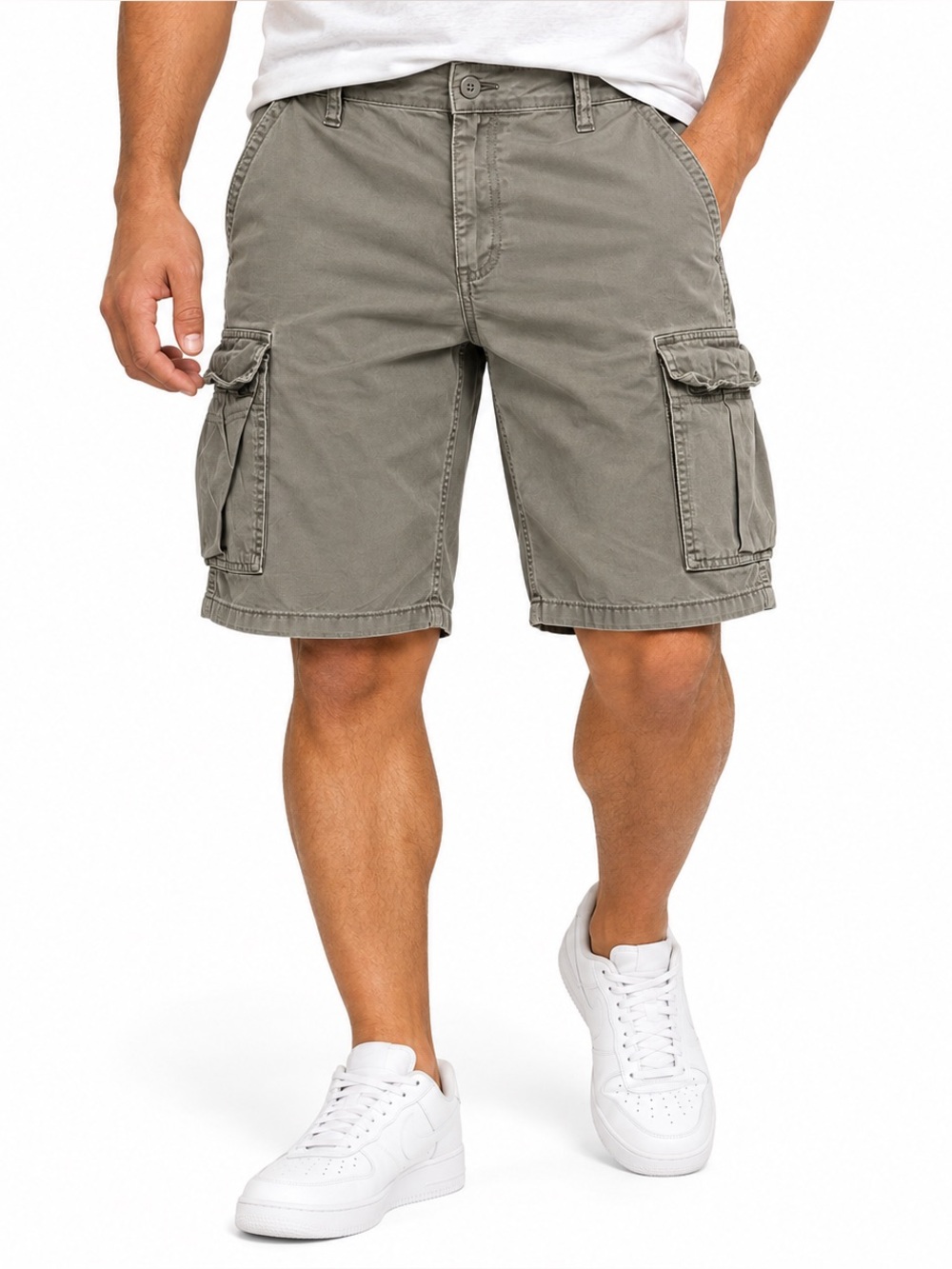 WRANGLER Mens Gray Cotton Cargo Utility Outdoor Shorts Size 38